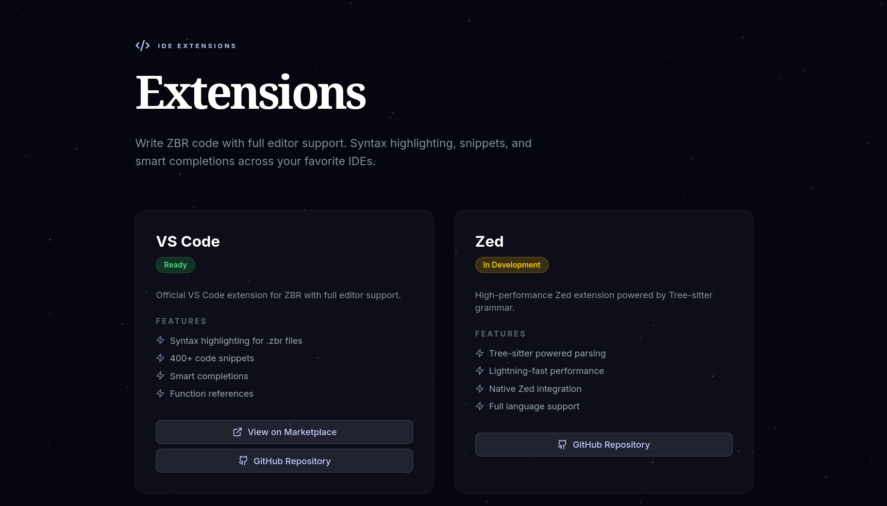 ZBR Extensions
